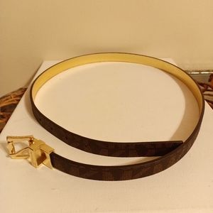 Michael Kors brown signature MK belt size Medium M gold buckle